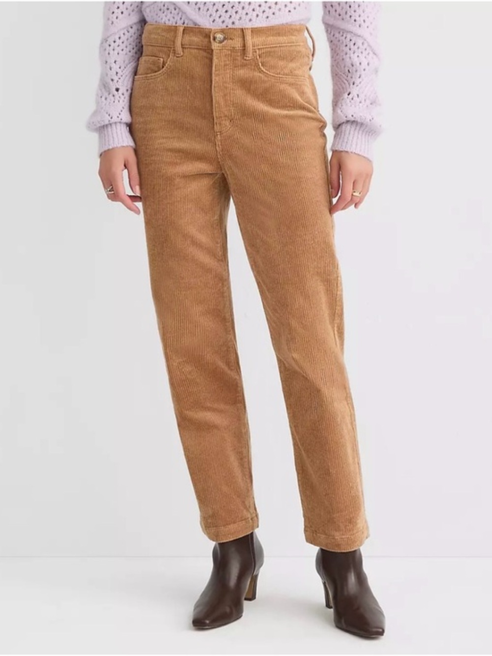 Loft High Rise Brown Corduroy Straight Cropped Leg Pants Size 29/8